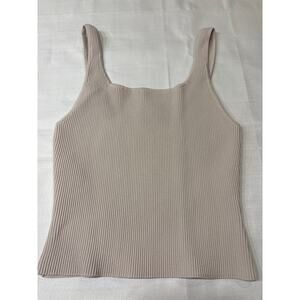 Aritzia Babaton Beige Sculpt Knit Squareneck Cropped Tank Size L